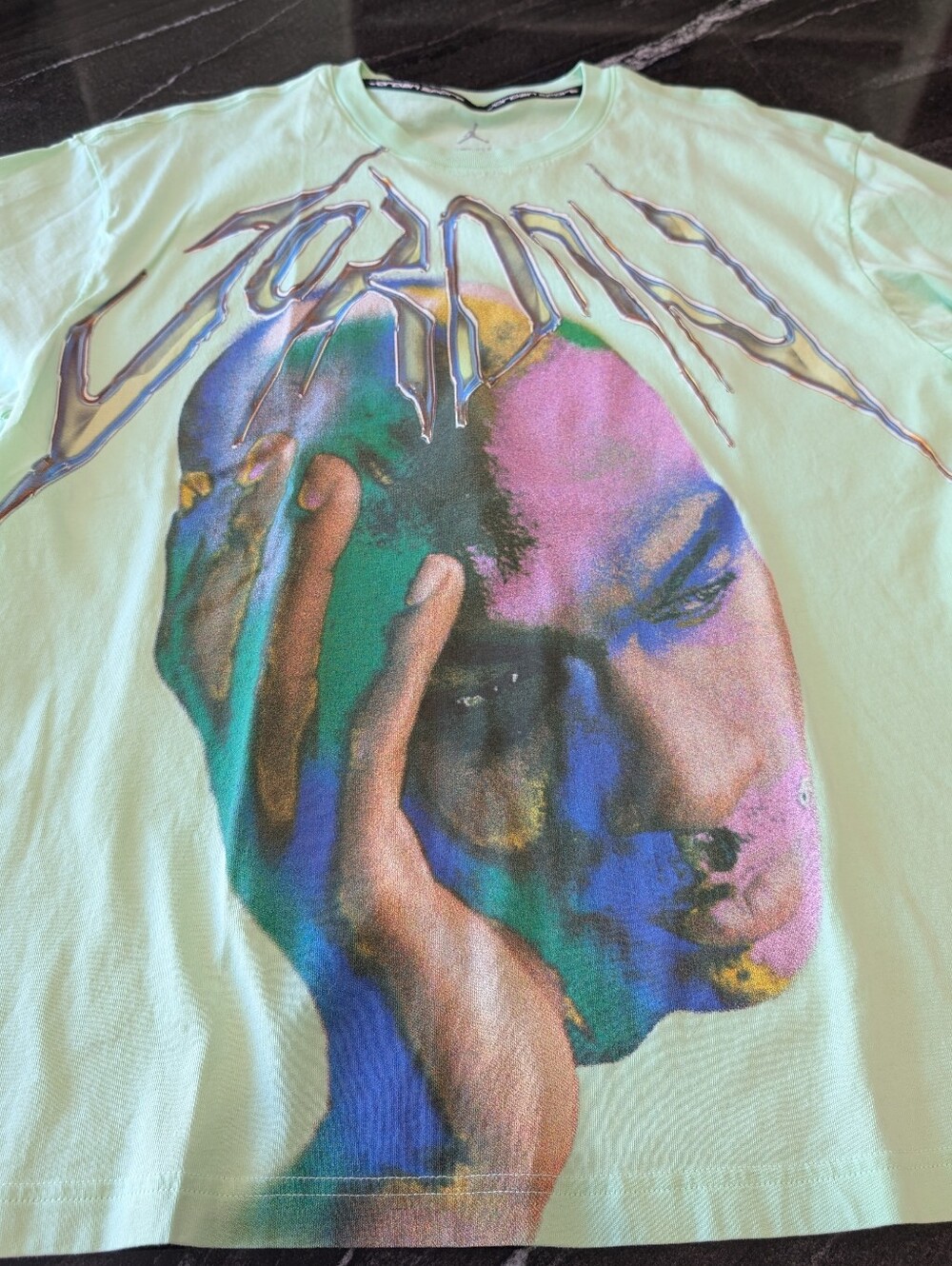 Jordan Nike Graphic Face Print Tee in Mint Green